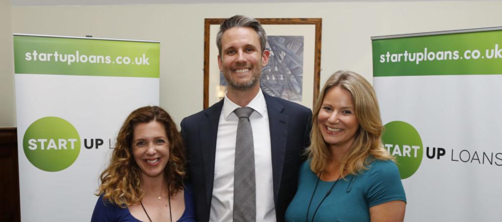 Lucy Woodhouse and Meriel Kehoe, founders of Claudi and Fin, at Westminster with their business advisor James Pattison