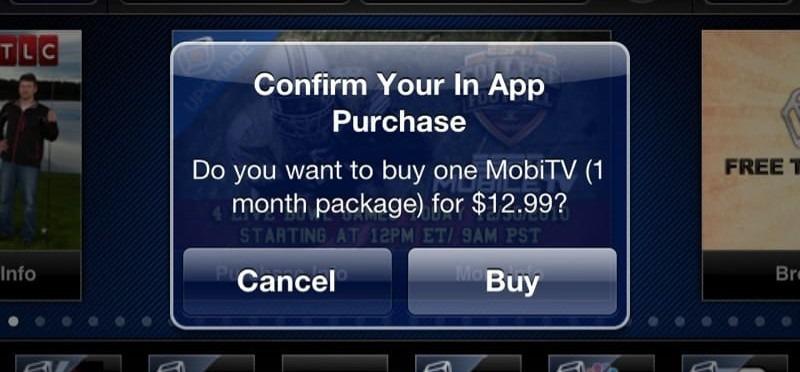 pop up showing in app purchase