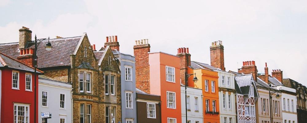 A row of brightly coloured houses