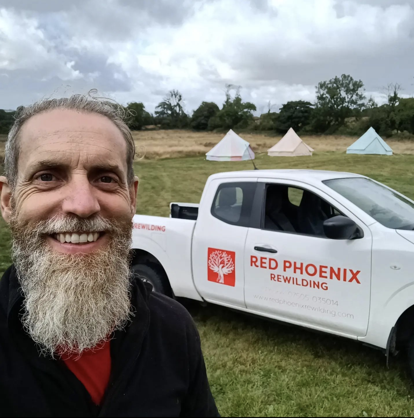 Sam Adams owner Red Phoenix Rewilding, with a company branded vehicle